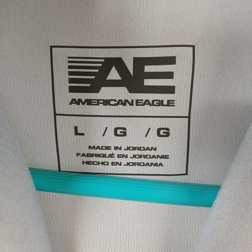 American Eagle Outfitters Men's Light Blue Hoodie with Subtle Logo - Picture 3 of 10